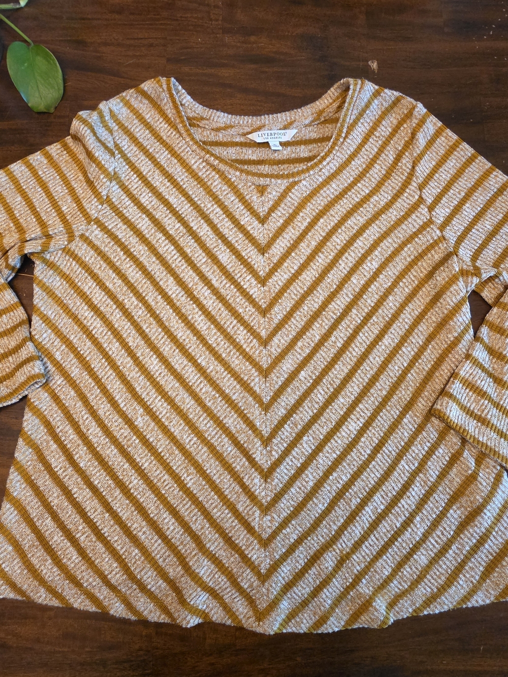 Liverpool Los Angeles Mitered Chevron Stripe Long-Sleeve Knit Top Sweater XL